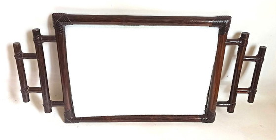 Decorative brown bamboo frame, Rattan, Glass, 1970 (photo 6 of 12)