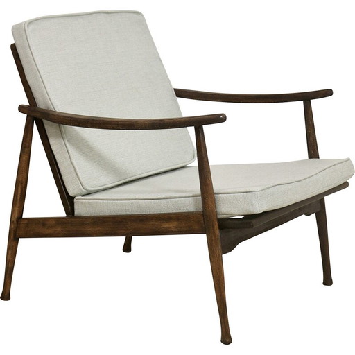 Poltrona vintage scandinava con braccioli curvi, 1960