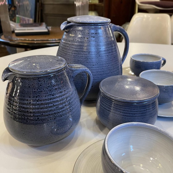 Blue Glazed Ceramic Coffee Service by Bernard Thiran, 1970s, Set of 17 – Crockery, Design (photo 2 of 14)