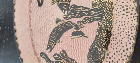 Image 1 of Grote geglazuurde aardewerken schaal, gesigneerd door Tony Jaillet, jaren 1950-1960.