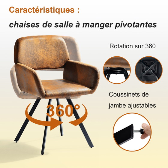 Image 1 of 2x Urban Meuble Vintage Drehstühle Für Esszimmer In Braunem Wildleder California KD Suede Brown Swivel