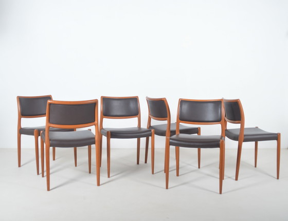 Image 1 of Set Of 6 Chairs Model 80 Designed By Niels Møller, 1960s