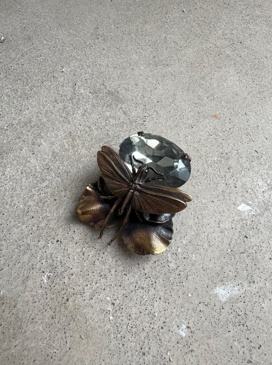 Image 1 of Ermani Bulatti bronze dragonfly clip on earring - Art Nouveau style