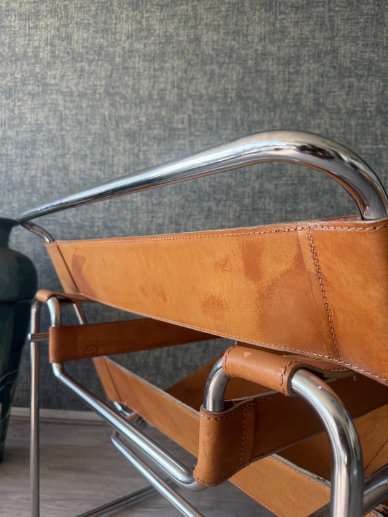 Image 1 of Vintage Wassily stoel – Cognacbruin leer – Fasem