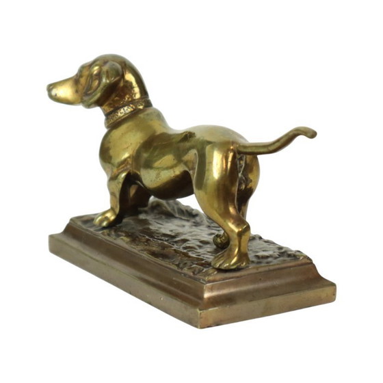 Image 1 of Estatua de perro salchicha de bronce macizo