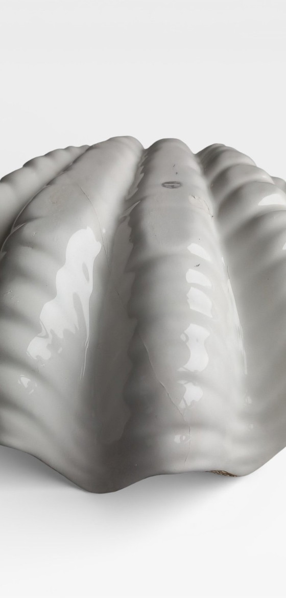 Image 1 of Vintage 1960s porseleinen schelpschaal met goudluster - Hollywood Regency stijl