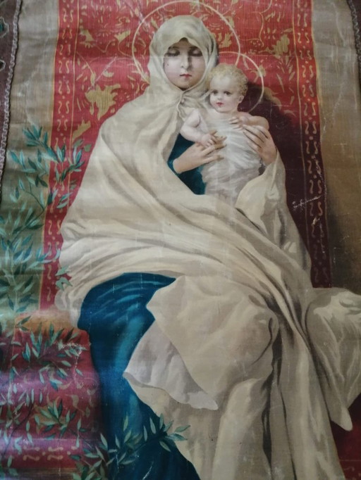 Banner mit Madonna und Kind aus den frühen 1900er Jahren