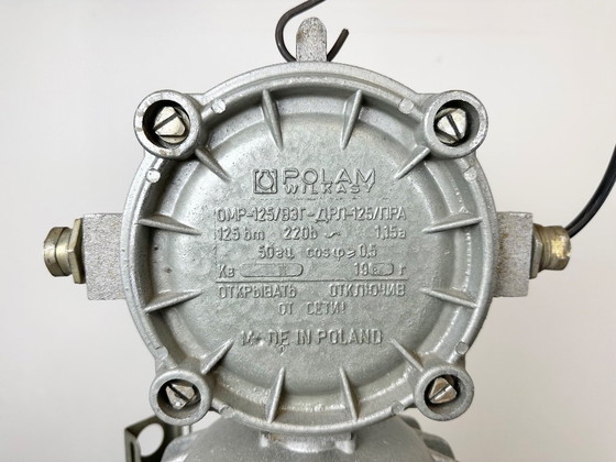 Image 1 of Large Industrial Cast Aluminium Cage Pendant Light from Polam Wilkasy, 1970s