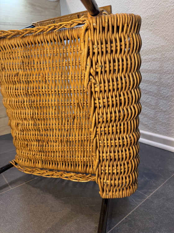 Rare Mid-Century Rattan Rocking Chair - Attributed to Alan Fuchs for ÚLUV, Czechoslovakia, 1960s – Metal (photo 6 of 13)