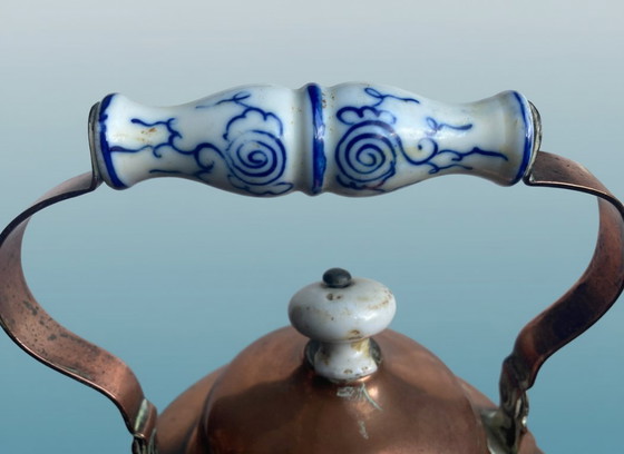 Image 1 of Antique copper kettle on dito rechaud