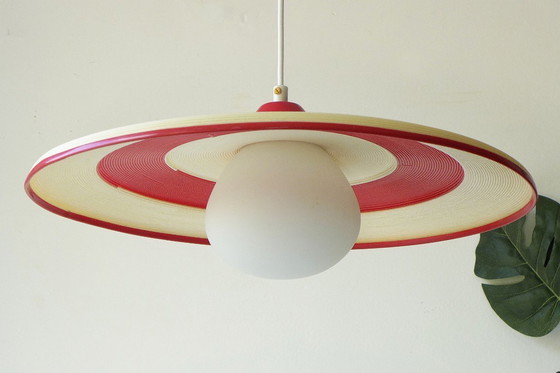Image 1 of Lampe suspendue vintage style spatial, lampe OVNI vintage années 50, 60, 70, lampe Rotaflex