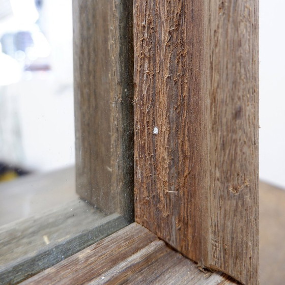 Image 1 of Paar rechteckige Wandspiegel mit rustikalen Holzrahmen