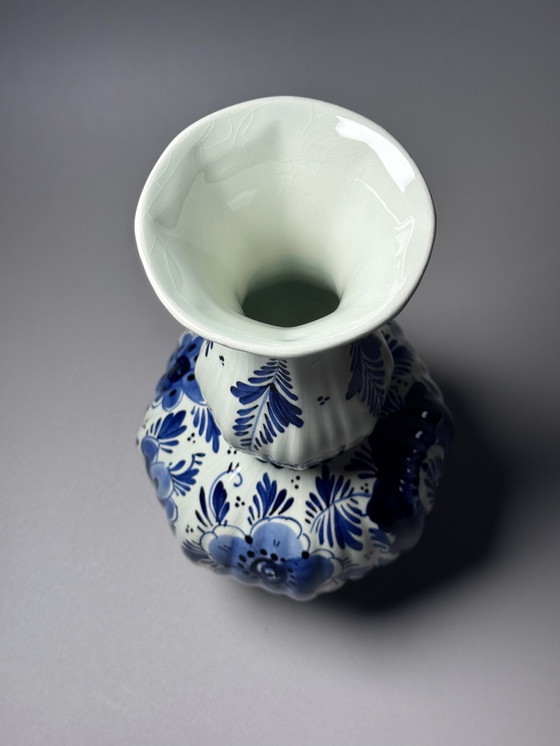 Image 1 of Elegant Hand-Painted Delftware Vase