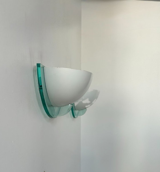 Image 1 of Coppia di applique postmoderniste in metallo bianco e perspex, Francia 1980