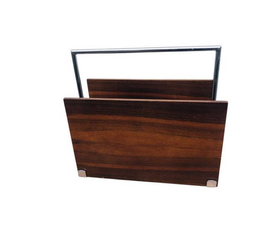 Image 1 of Vintage retro houten lectuurbak | krantenbak palissander hout 