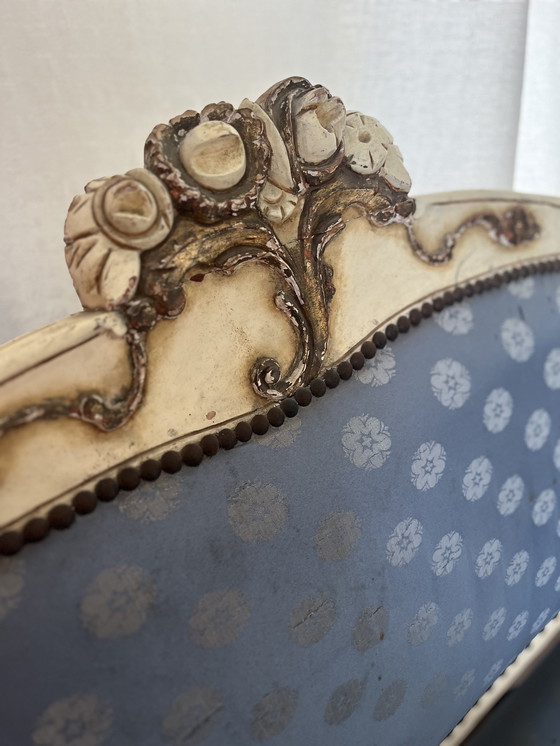 Image 1 of Hermoso banco Luis XV de estilo barroco clásico antiguo de madera tallada