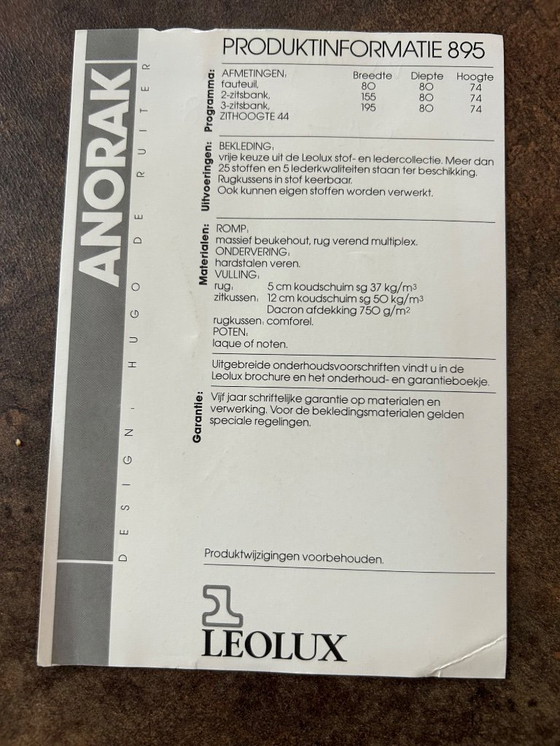 Image 1 of Leolux Anorak 2 plazas, cuero.