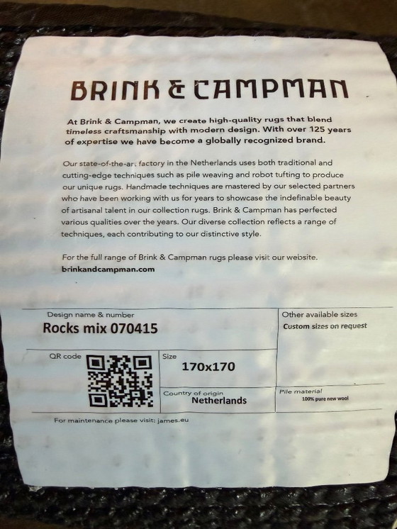 Image 1 of Tapis Brink en Campman Rocks Mix 170 x 170 NEUF