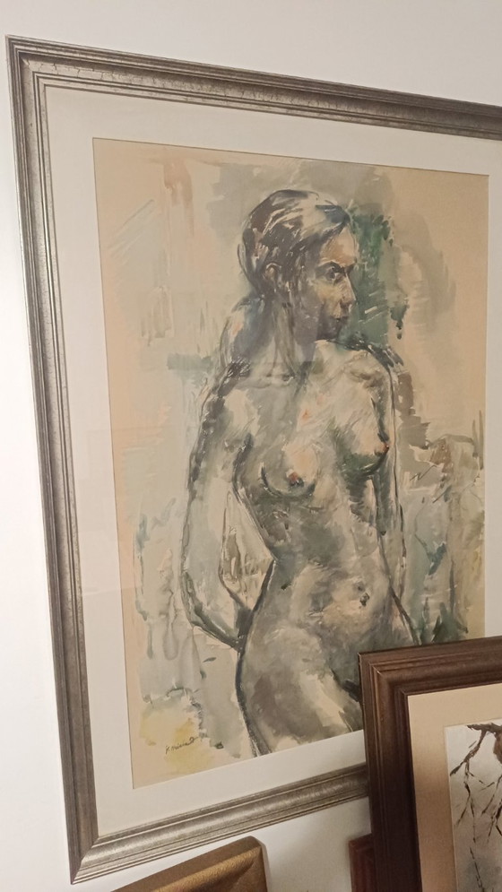 Image 1 of Schönes Aquarell Akt von G. Heirbaut