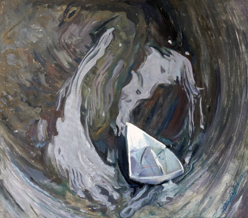 Original Oil Painting Contemporary Art Symbolism Minimalism Whirlpool