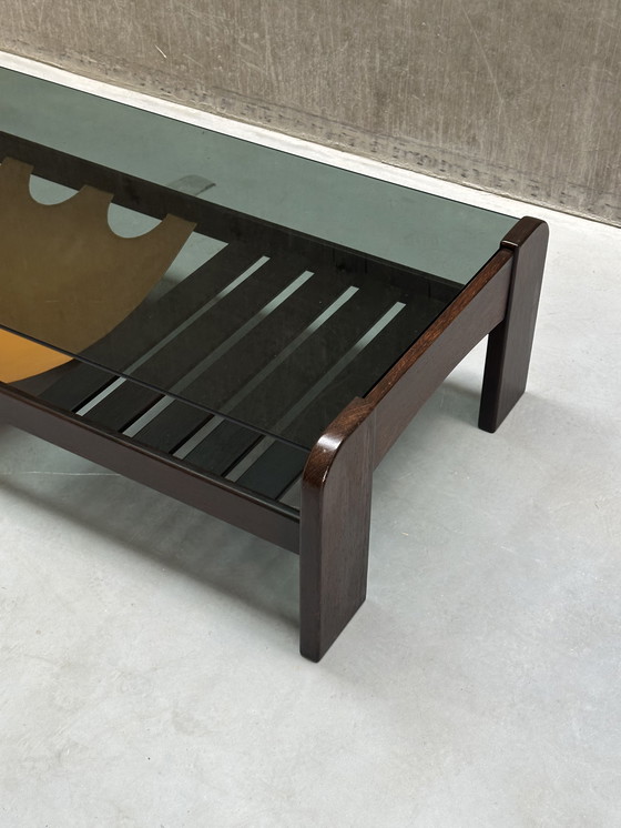 Image 1 of Couchtisch aus der Mitte des 20. Jahrhunderts aus Wengeholz mit Rauchglas