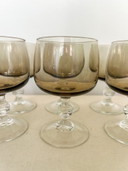 8x Vintage Smoked Glass Wine Glasses 70s Crystal