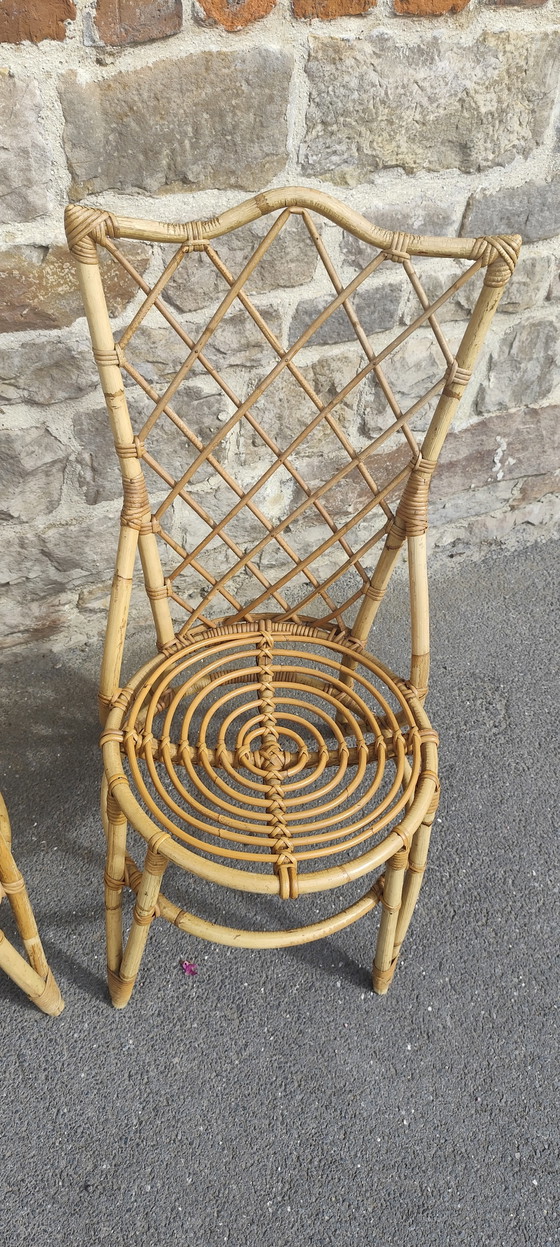 Image 1 of Set di 4 sedie in rattan Louis Sognot