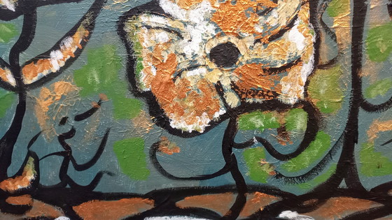 Image 1 of T.van Steenbergen Happy Golden Flowers 70 x 109 cm