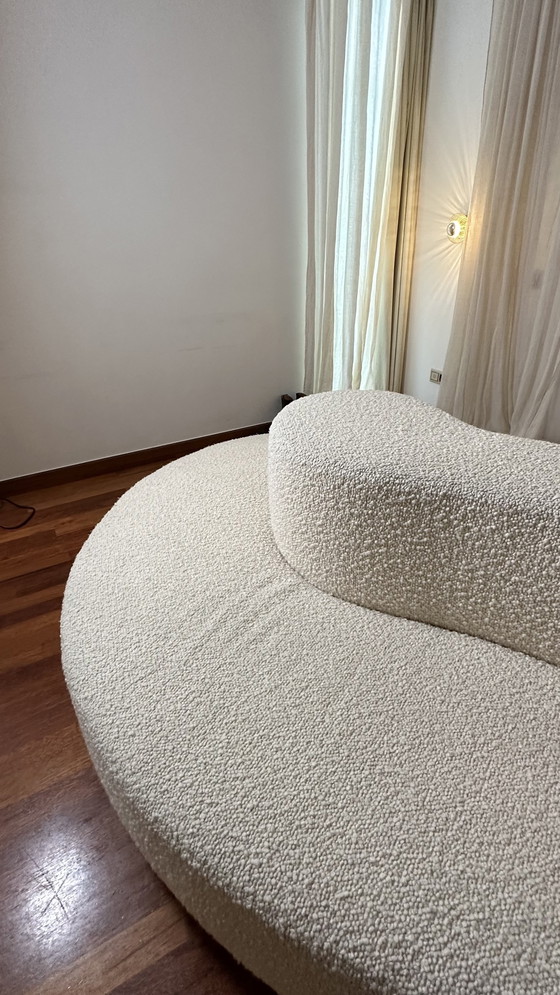 Image 1 of Contemporary Wave Curved "Borne" Sofa in White boucle Fabric, Italy