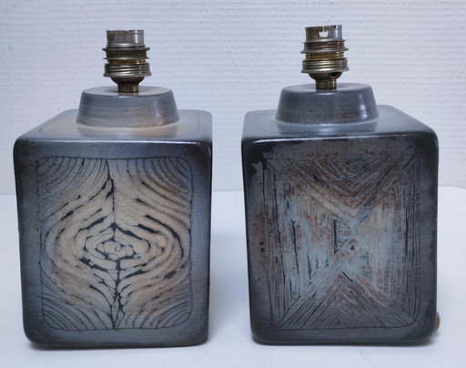 two daniel chaponet ceramic lamps signed
