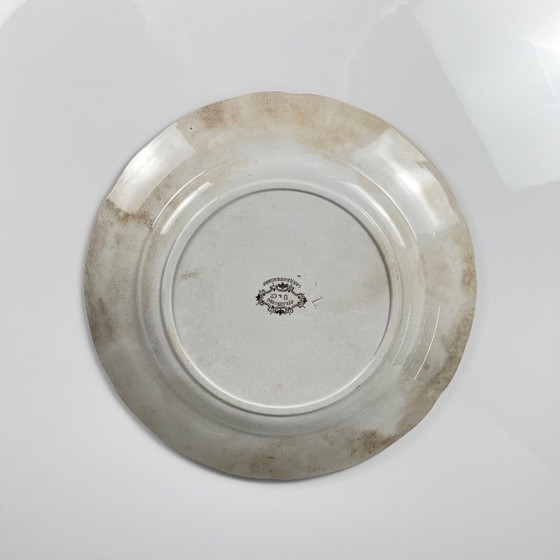 Image 1 of Grand plat rond patiné, modèle Strasbourg, Sarreguemines, 1880-1918