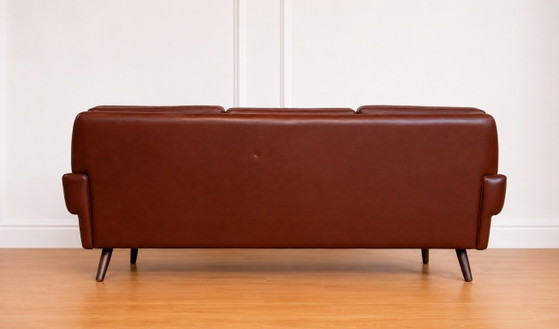SVEND SKIPPER 3 PERSON SOFA IN CHESTNUT BROWN LEATHER 1960,s – 3-5 seaters (photo 7 of 9)