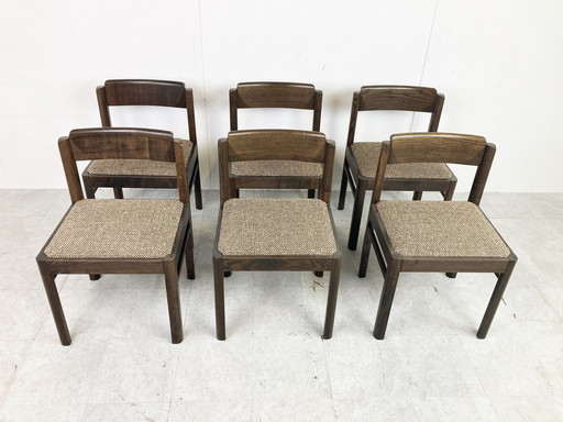 6x Brutalist eetkamerstoelen
