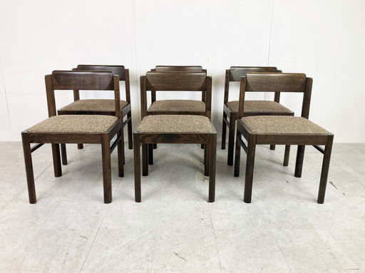 6x Brutalist eetkamerstoelen