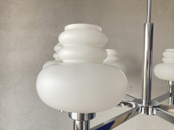 Image 1 of Design chrome hanglamp opaline glas