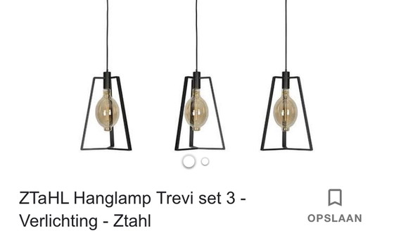 Image 1 of Fraaie stalen Ztahl hanglampen, set van 3