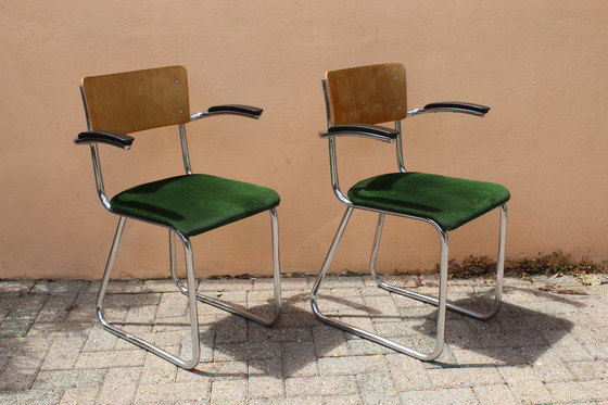 Image 1 of 2 Vintage buizenframe leraren/bureaustoelen Gispen stijl.