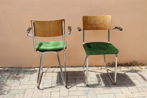 Image 1 of 2 Vintage buizenframe leraren/bureaustoelen Gispen stijl.