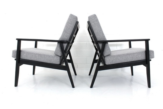 Image 1 of als nieuw! 2x Mid Century Danish Lounge Fauteuils, jaren 60, nieuwe hoes + kussens