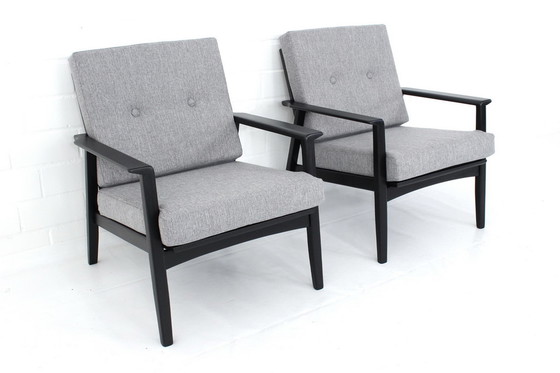 Image 1 of als nieuw! 2x Mid Century Danish Lounge Fauteuils, jaren 60, nieuwe hoes + kussens