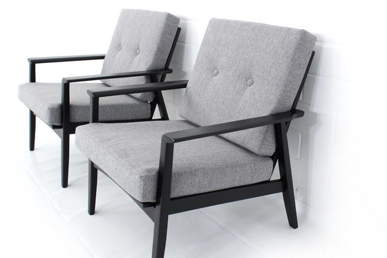 Image 1 of als nieuw! 2x Mid Century Danish Lounge Fauteuils, jaren 60, nieuwe hoes + kussens