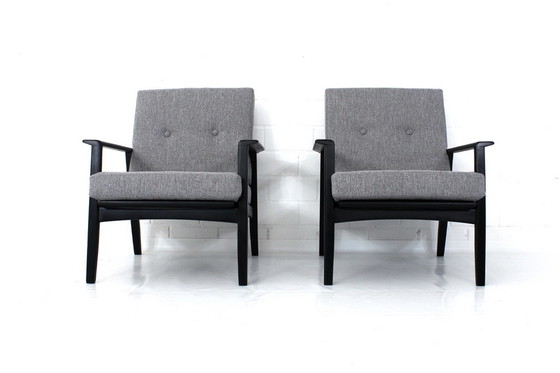 Image 1 of als nieuw! 2x Mid Century Danish Lounge Fauteuils, jaren 60, nieuwe hoes + kussens