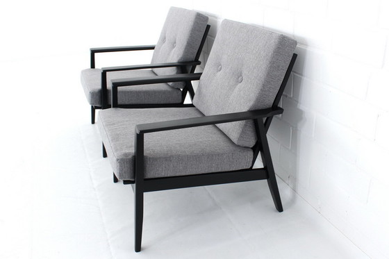 Image 1 of als nieuw! 2x Mid Century Danish Lounge Fauteuils, jaren 60, nieuwe hoes + kussens