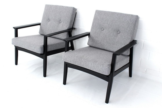 Image 1 of als nieuw! 2x Mid Century Danish Lounge Fauteuils, jaren 60, nieuwe hoes + kussens