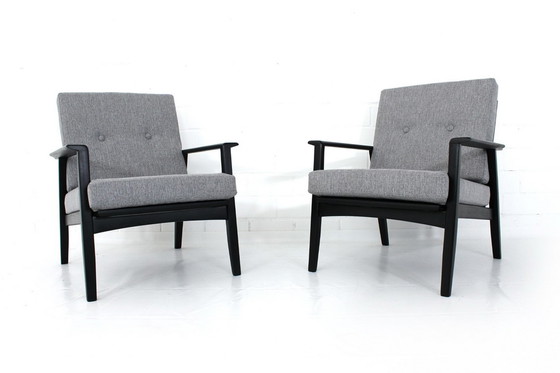 Image 1 of als nieuw! 2x Mid Century Danish Lounge Fauteuils, jaren 60, nieuwe hoes + kussens