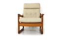 Comfort Denmark Mid-Century Deense teakhouten loungestoel met scheerwol