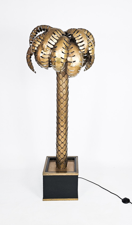 Image 1 of Eichholtz Floor Lamp - Palm Tree ( Maison Jansen Stijl ) - messing - Hollywood Regency - 3e kwart 20e eeuw