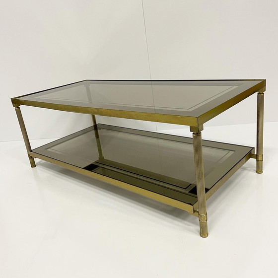 Image 1 of Vintage Salontafel Messing Glas