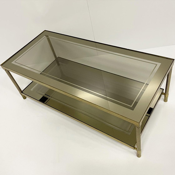 Image 1 of Vintage Salontafel Messing Glas