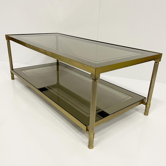 Image 1 of Vintage Salontafel Messing Glas